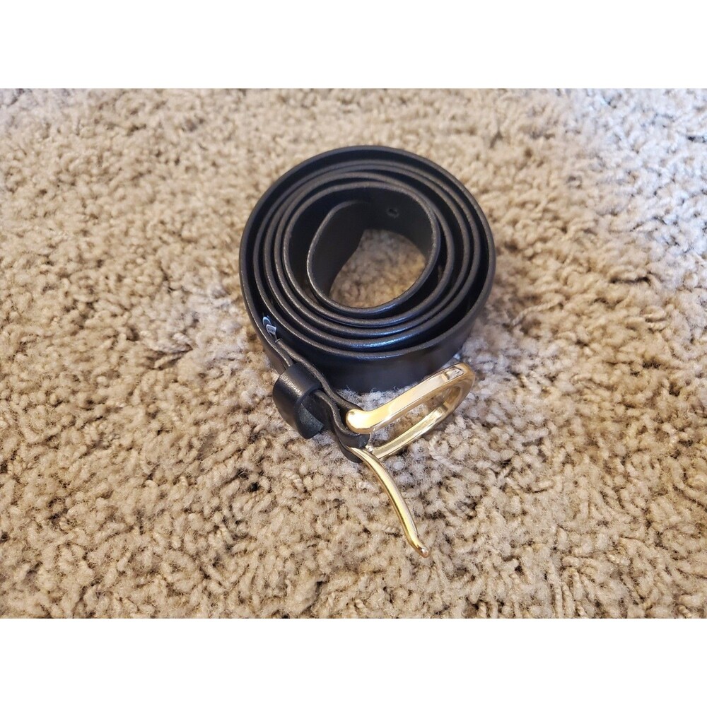 J.Crew Women's Black Italian Leather Belt Gold Tone Buckle F9579